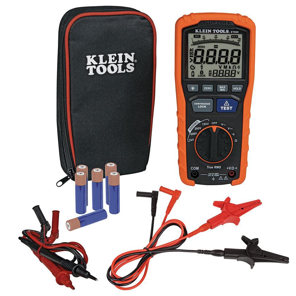 Klein Tools ET600 Multimeter, Megohmmeter Insulation Tester, 4000 Ohms Resistance